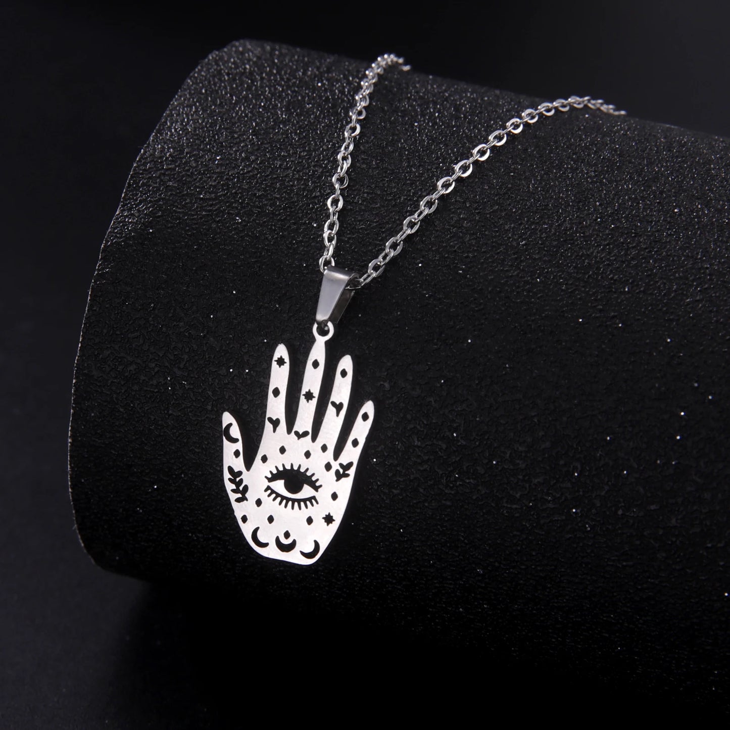 Palmistry Hand Pendant Third Eye Necklace