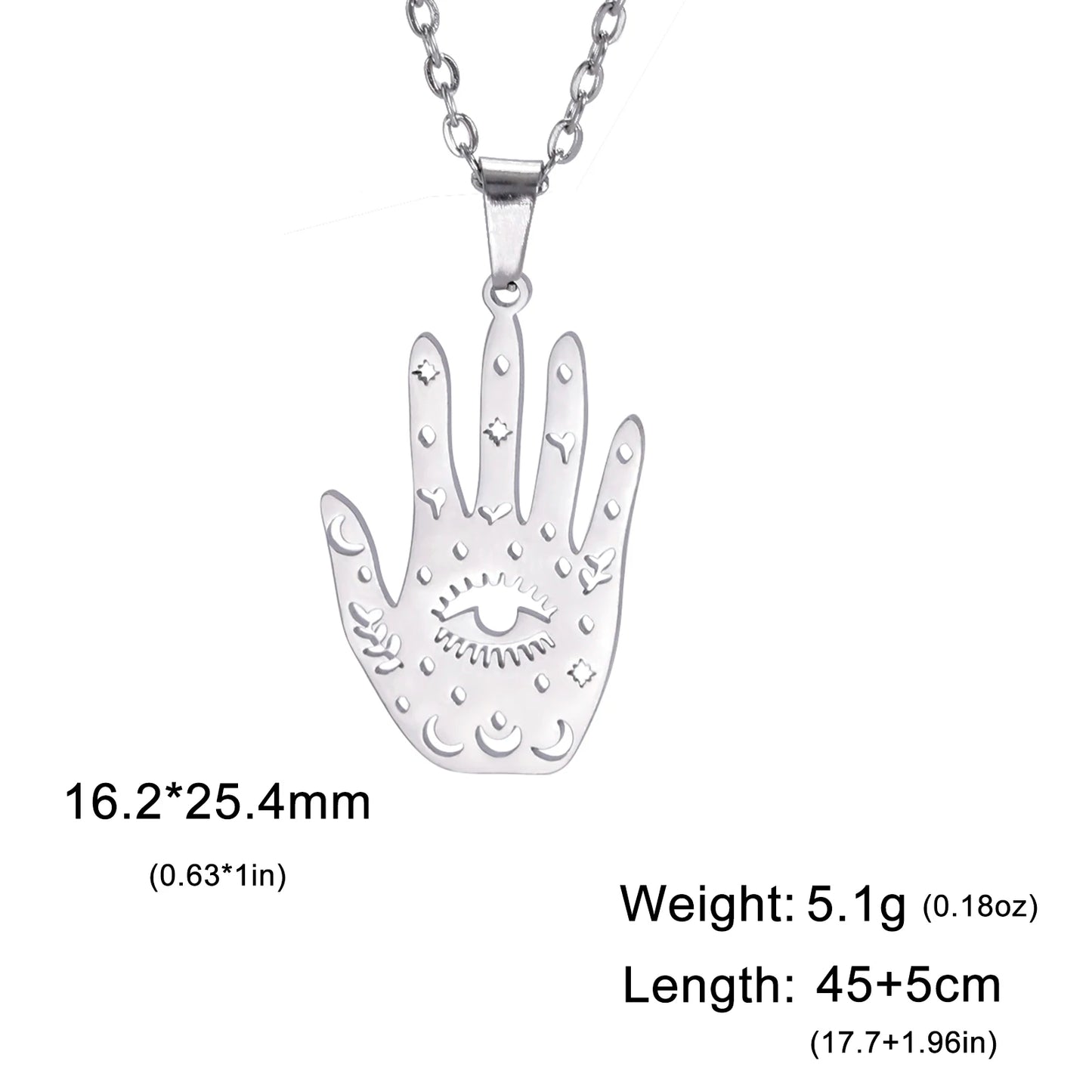 Palmistry Hand Pendant Third Eye Necklace