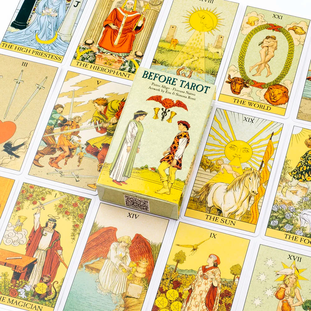 Before Tarot 78 Card Deck 10.4*6.1cm for Beginners Traditional Images Oracle Deck Divination Board Game Tarot Entertainment