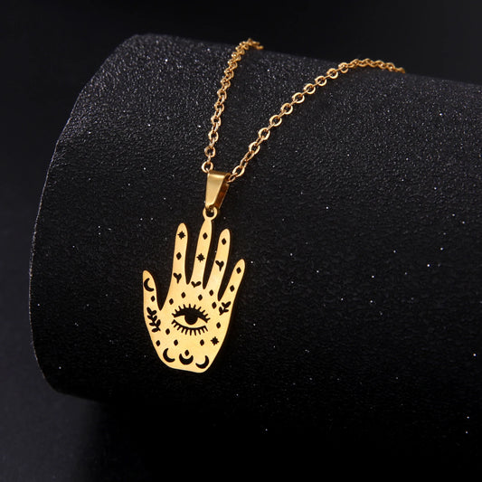 Palmistry Hand Pendant Third Eye Necklace